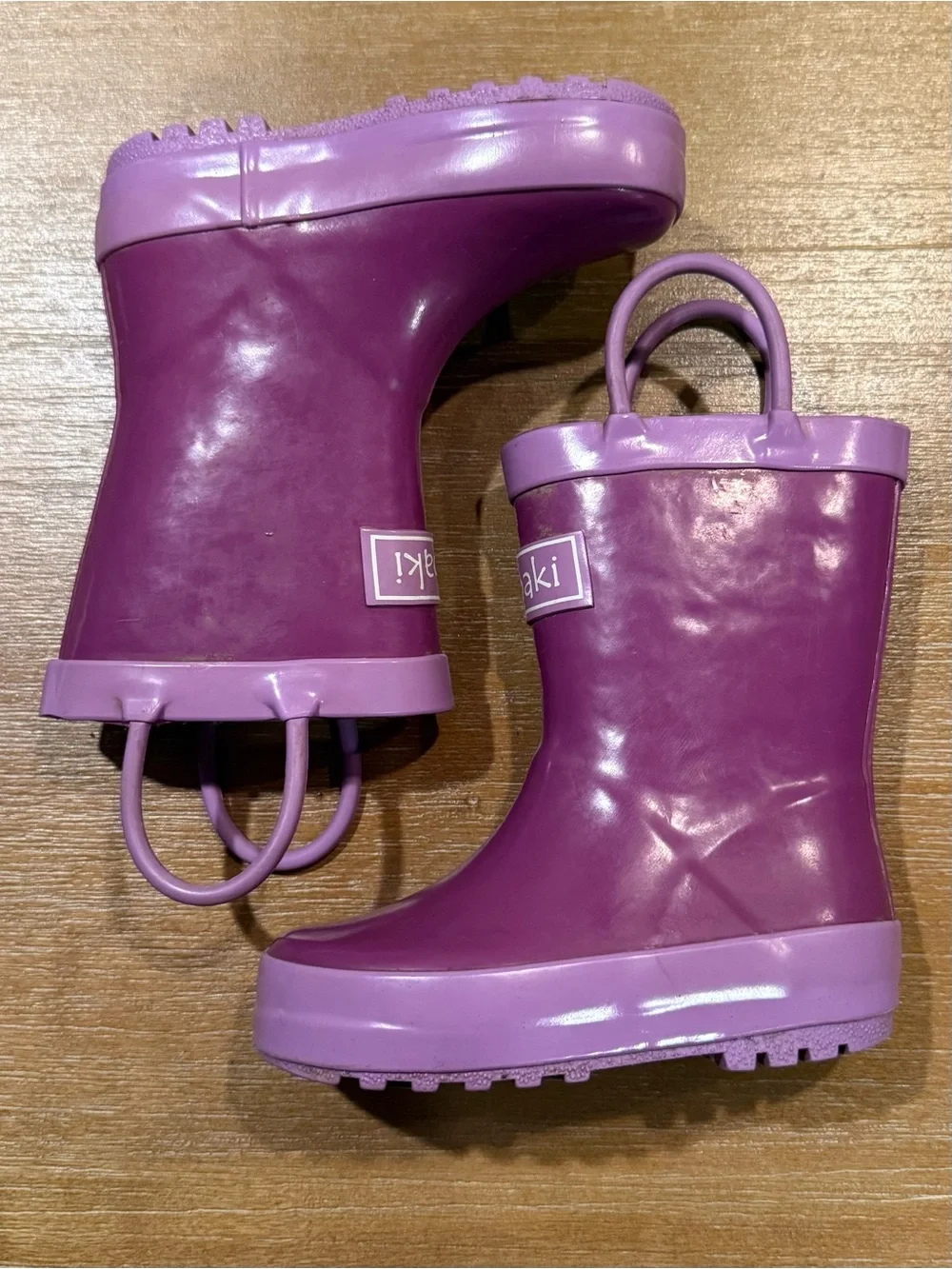 Oaki Kids Rain Boots Purple OrchidWaterproof Easy-On Handles 2 Tone Purple Sz 5